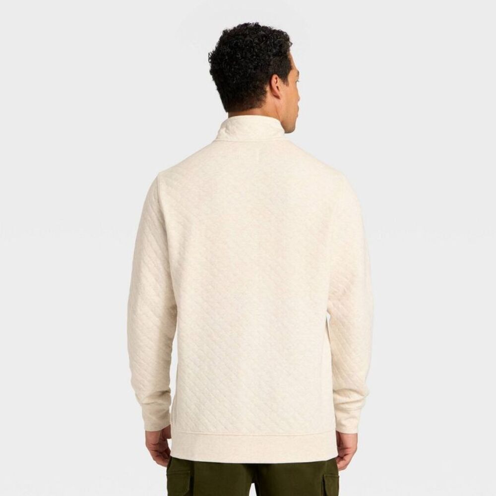 Men's Comfort Wear Quilted 1/4 Snap Pullover - Goodfellow & Co Oatmeal XL - Picture 2 of 4